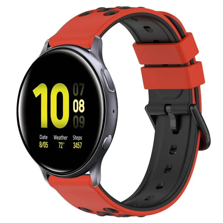20mm Two-Color Porous Silicone Watch Band, For Samsung Galaxy Watch Active2 44mm, For Samsung Galaxy Watch 42mm