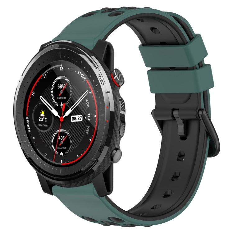 22mm Two-Color Porous Silicone Watch Band, For Amazfit 3, For Amazfit GTR 47mm