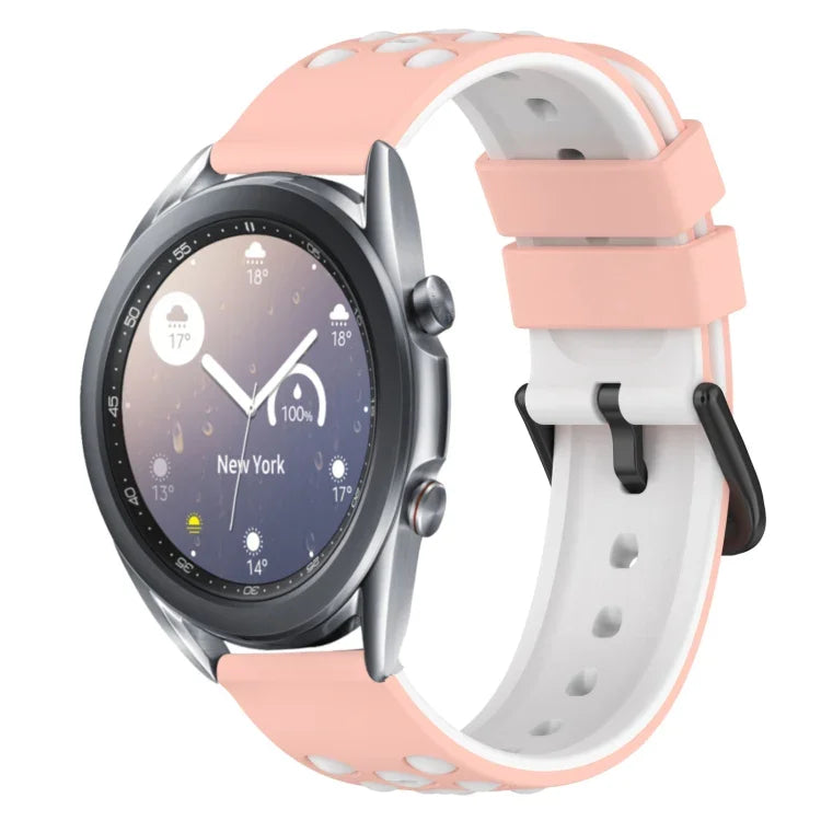 22mm Two-Color Porous Silicone Watch Band, For Samsung Galaxy Watch3 45mm, For Samsung Galaxy Watch 46mm, For Samsung Gear S3 Classic, For Samsung Gear S3 Frontier