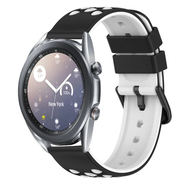 22mm Two-Color Porous Silicone Watch Band, For Samsung Galaxy Watch3 45mm, For Samsung Galaxy Watch 46mm, For Samsung Gear S3 Classic, For Samsung Gear S3 Frontier