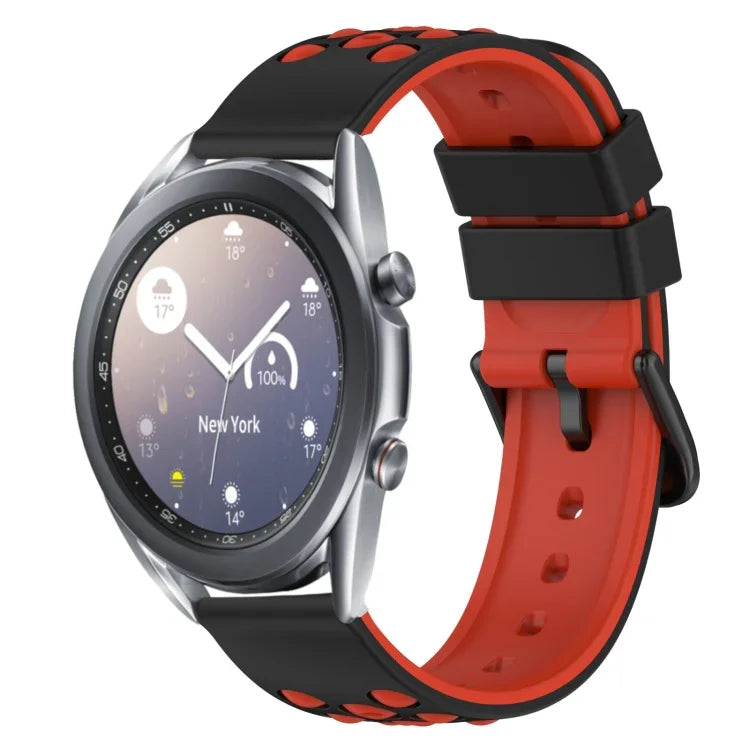 22mm Two-Color Porous Silicone Watch Band, For Samsung Galaxy Watch3 45mm, For Samsung Galaxy Watch 46mm, For Samsung Gear S3 Classic, For Samsung Gear S3 Frontier