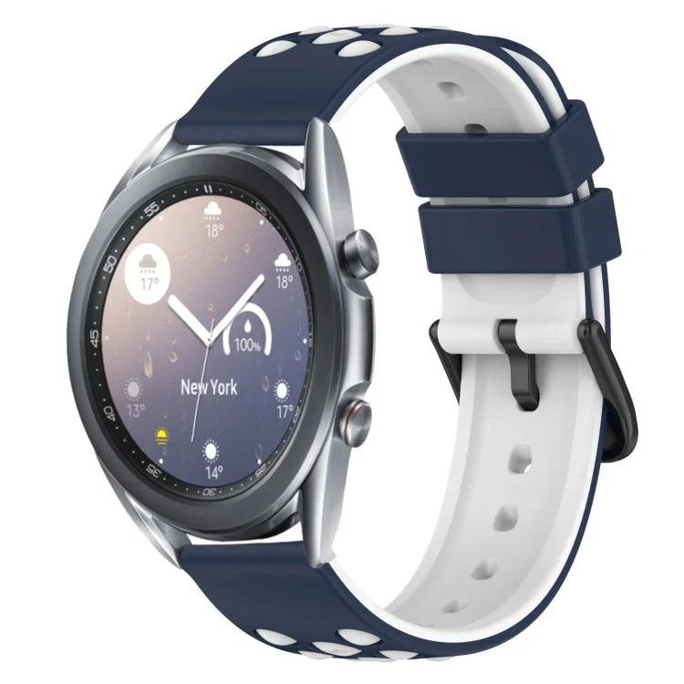 22mm Two-Color Porous Silicone Watch Band, For Samsung Galaxy Watch3 45mm, For Samsung Galaxy Watch 46mm, For Samsung Gear S3 Classic, For Samsung Gear S3 Frontier
