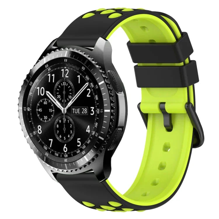 22mm Two-Color Porous Silicone Watch Band, For Samsung Galaxy Watch3 45mm, For Samsung Galaxy Watch 46mm, For Samsung Gear S3 Classic, For Samsung Gear S3 Frontier