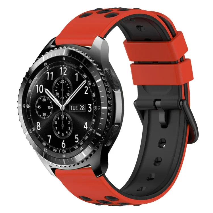 22mm Two-Color Porous Silicone Watch Band, For Samsung Galaxy Watch3 45mm, For Samsung Galaxy Watch 46mm, For Samsung Gear S3 Classic, For Samsung Gear S3 Frontier