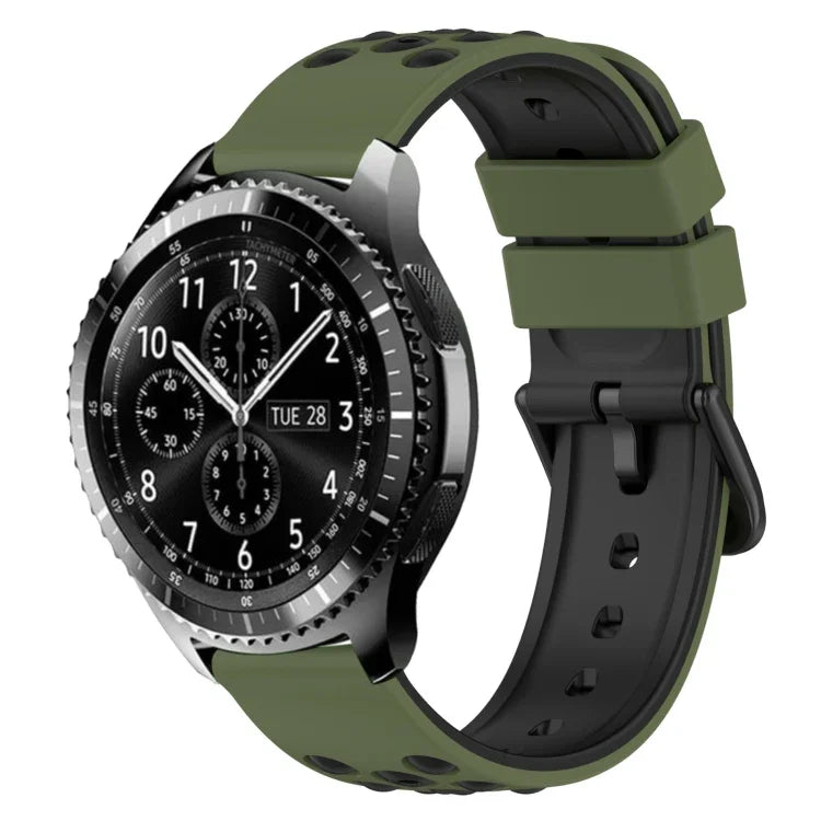 22mm Two-Color Porous Silicone Watch Band, For Samsung Galaxy Watch3 45mm, For Samsung Galaxy Watch 46mm, For Samsung Gear S3 Classic, For Samsung Gear S3 Frontier