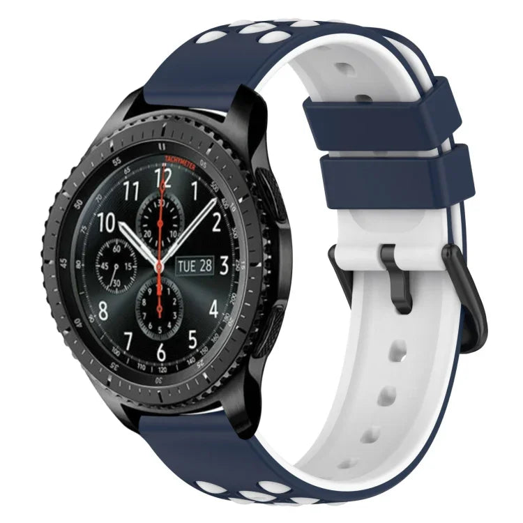 22mm Two-Color Porous Silicone Watch Band, For Samsung Galaxy Watch3 45mm, For Samsung Galaxy Watch 46mm, For Samsung Gear S3 Classic, For Samsung Gear S3 Frontier