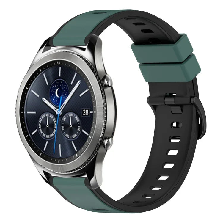 22mm Two-Color Silicone Watch Band, For Samsung Galaxy Watch3 45mm, For Samsung Galaxy Watch 46mm, For Samsung Gear S3 Classic, For Samsung Gear S3 Frontier