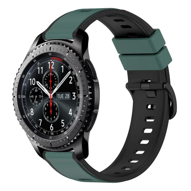 22mm Two-Color Silicone Watch Band, For Samsung Galaxy Watch3 45mm, For Samsung Galaxy Watch 46mm, For Samsung Gear S3 Classic, For Samsung Gear S3 Frontier