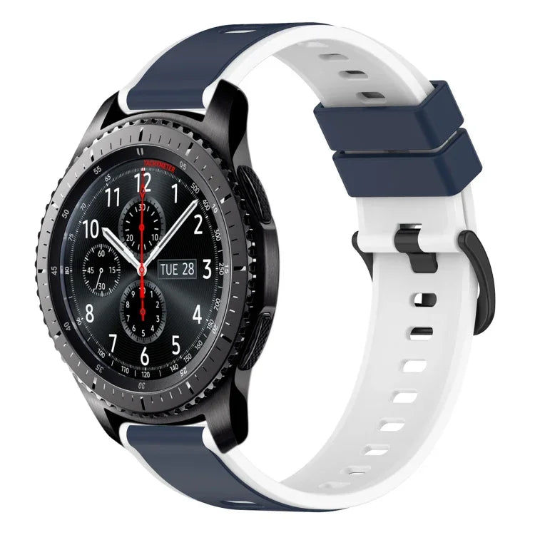 22mm Two-Color Silicone Watch Band, For Samsung Galaxy Watch3 45mm, For Samsung Galaxy Watch 46mm, For Samsung Gear S3 Classic, For Samsung Gear S3 Frontier
