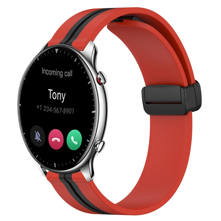 22mm Folding Magnetic Clasp Silicone Watch Band, For Amazfit GTR 2, For Amazfit 3, For Amazfit GTR 47mm