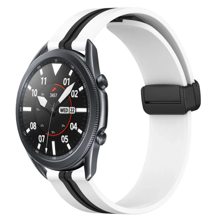 22mm Folding Magnetic Clasp Silicone Watch Band, For Samsung Galaxy Watch3 45mm, For Samsung Galaxy Watch 46mm, For Samsung Gear S3 Classic, For Samsung Gear S3 Frontier
