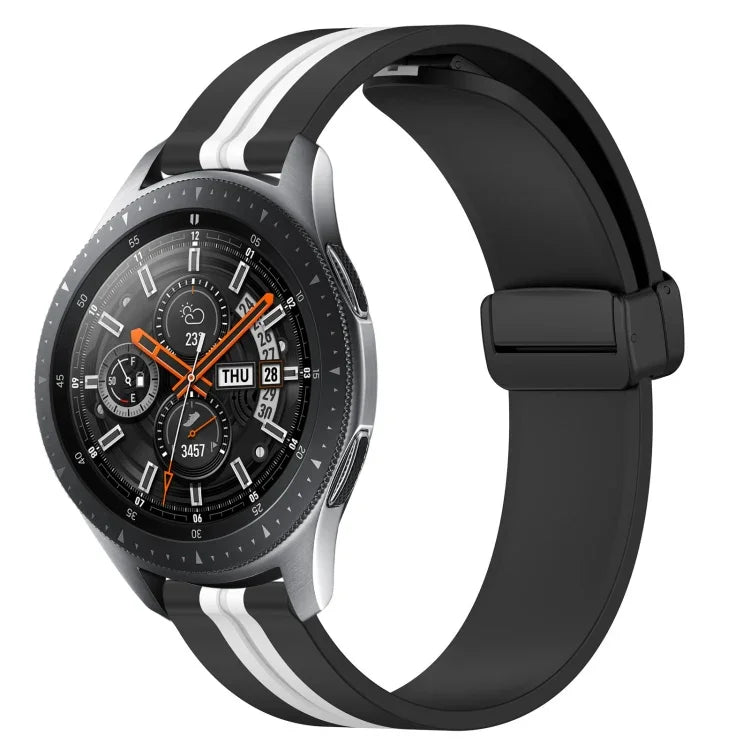 22mm Folding Magnetic Clasp Silicone Watch Band, For Samsung Galaxy Watch3 45mm, For Samsung Galaxy Watch 46mm, For Samsung Gear S3 Classic, For Samsung Gear S3 Frontier