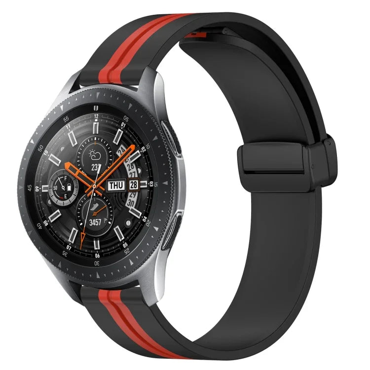 22mm Folding Magnetic Clasp Silicone Watch Band, For Samsung Galaxy Watch3 45mm, For Samsung Galaxy Watch 46mm, For Samsung Gear S3 Classic, For Samsung Gear S3 Frontier