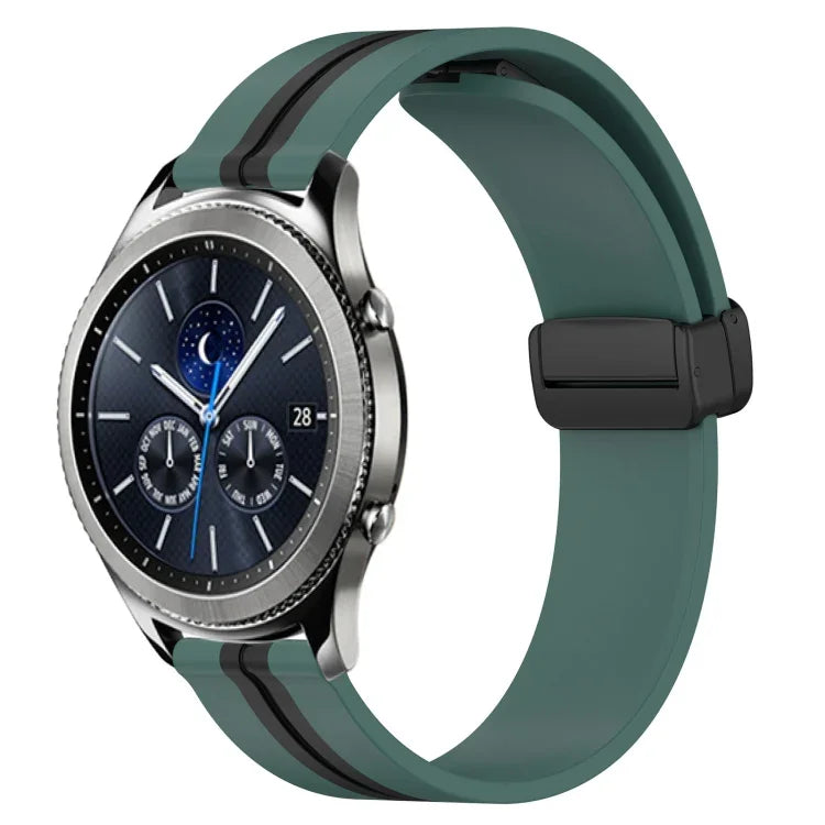 22mm Folding Magnetic Clasp Silicone Watch Band, For Samsung Galaxy Watch3 45mm, For Samsung Galaxy Watch 46mm, For Samsung Gear S3 Classic, For Samsung Gear S3 Frontier
