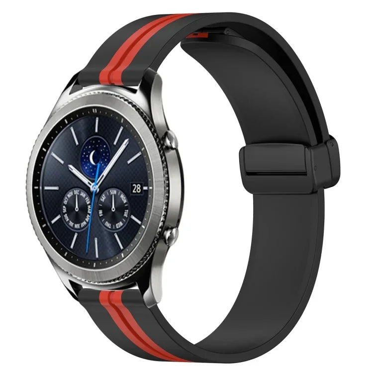 22mm Folding Magnetic Clasp Silicone Watch Band, For Samsung Galaxy Watch3 45mm, For Samsung Galaxy Watch 46mm, For Samsung Gear S3 Classic, For Samsung Gear S3 Frontier