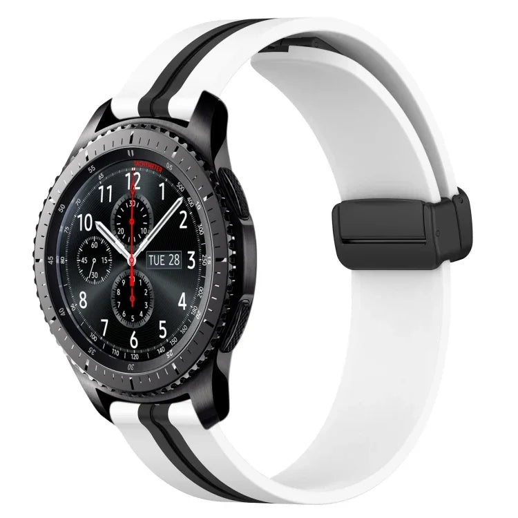 22mm Folding Magnetic Clasp Silicone Watch Band, For Samsung Galaxy Watch3 45mm, For Samsung Galaxy Watch 46mm, For Samsung Gear S3 Classic, For Samsung Gear S3 Frontier