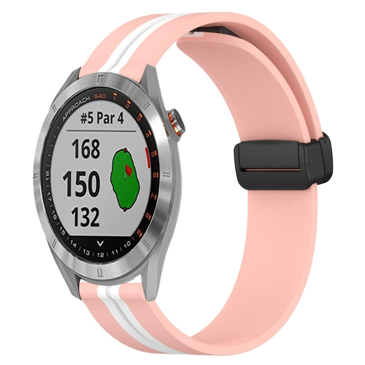 20mm Folding Magnetic Clasp Silicone Watch Band, For Garmin Vivomove Sport, For Garmin Venu 2 Plus, For Garmin Approach S40, For Garmin Forerunner 158