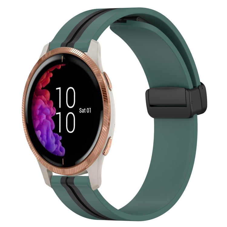 20mm Folding Magnetic Clasp Silicone Watch Band, For Garmin Forerunner 55, For Garmin Venu, For Garmin Venu SQ, For Garminmove Luxe