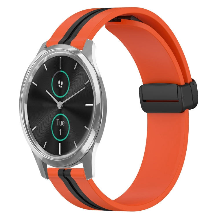 20mm Folding Magnetic Clasp Silicone Watch Band, For Garmin Forerunner 55, For Garmin Venu, For Garmin Venu SQ, For Garminmove Luxe