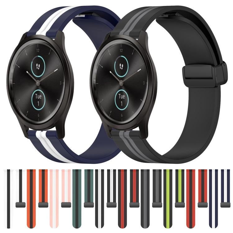 20mm Folding Magnetic Clasp Silicone Watch Band, For Garmin Garminmove Style, For Garmin Forerunner 645 Music, For Garmin Forerunner Sq2, For Garmin Forerunner Sq2 Music