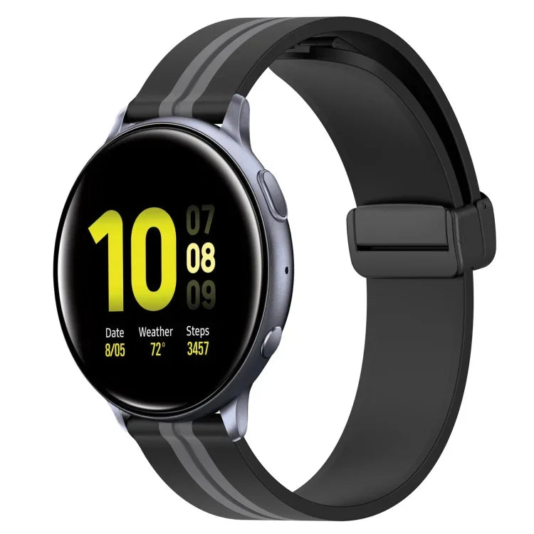 20mm Folding Magnetic Clasp Silicone Watch Band, For Samsung Galaxy Watch Active 2 40mm, For Samsung Galaxy Watch Active 2 44mm, For Samsung Galaxy Watch 42mm