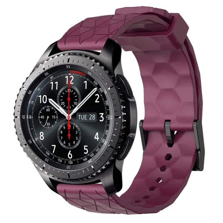 22mm Football Pattern Solid Color Silicone Watch Band, For Samsung Galaxy Watch3 45mm, For Samsung Galaxy Watch 46mm, For Samsung Gear S3 Classic, For Samsung Gear S3 Frontier
