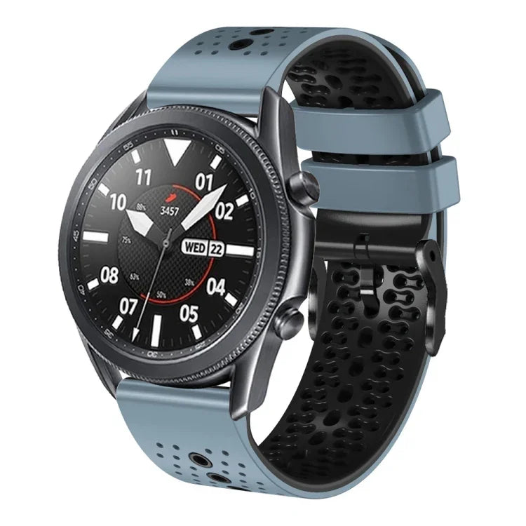 22mm Perforated Two-Color Silicone Watch Band, For Samsung Galaxy Watch3 45mm, For Samsung Galaxy Watch 46mm, For Samsung Gear S3 Classic, For Samsung Gear S3 Frontier