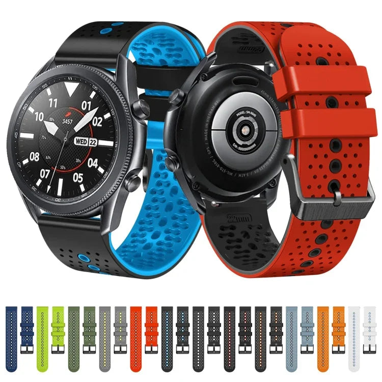 22mm Perforated Two-Color Silicone Watch Band, For Samsung Galaxy Watch3 45mm, For Samsung Galaxy Watch 46mm, For Samsung Gear S3 Classic, For Samsung Gear S3 Frontier