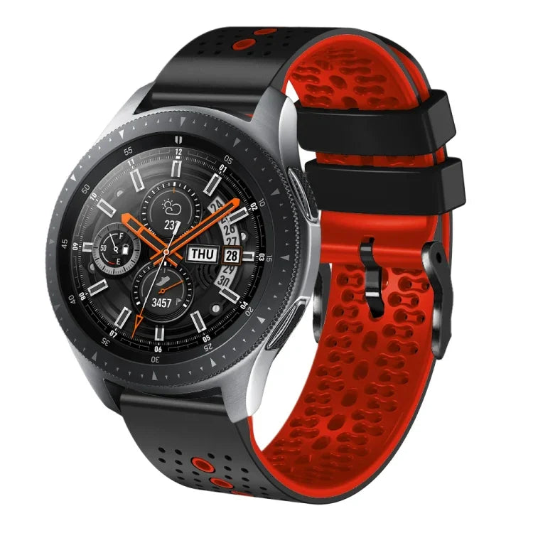 22mm Perforated Two-Color Silicone Watch Band, For Samsung Galaxy Watch3 45mm, For Samsung Galaxy Watch 46mm, For Samsung Gear S3 Classic, For Samsung Gear S3 Frontier