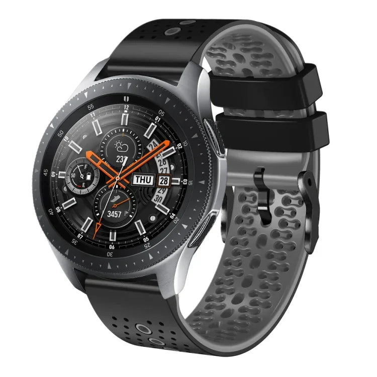 22mm Perforated Two-Color Silicone Watch Band, For Samsung Galaxy Watch3 45mm, For Samsung Galaxy Watch 46mm, For Samsung Gear S3 Classic, For Samsung Gear S3 Frontier