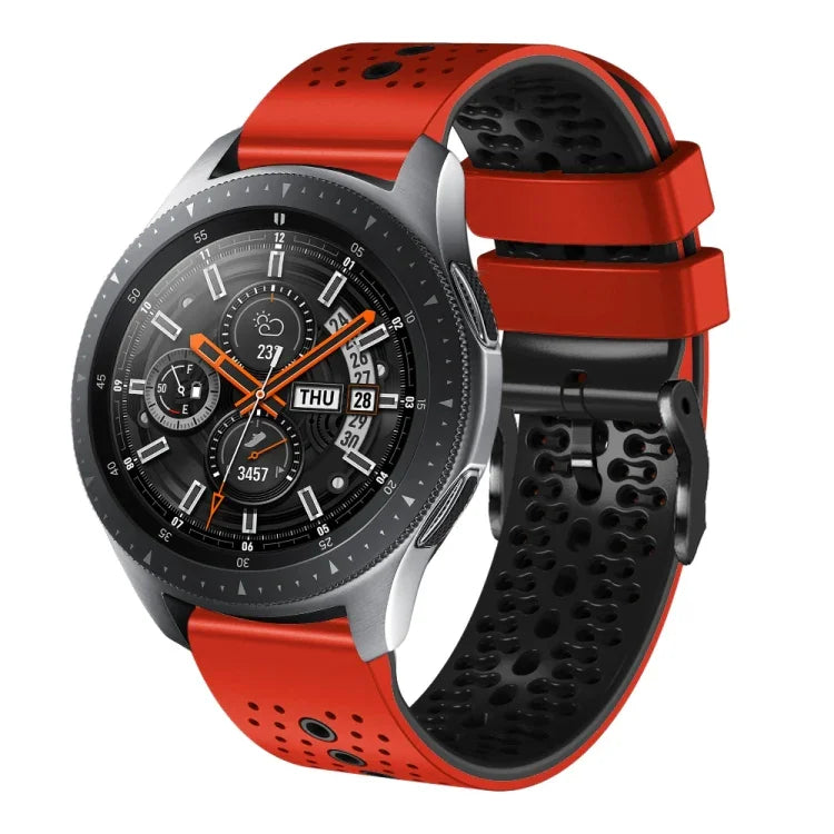 22mm Perforated Two-Color Silicone Watch Band, For Samsung Galaxy Watch3 45mm, For Samsung Galaxy Watch 46mm, For Samsung Gear S3 Classic, For Samsung Gear S3 Frontier
