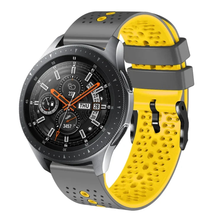 22mm Perforated Two-Color Silicone Watch Band, For Samsung Galaxy Watch3 45mm, For Samsung Galaxy Watch 46mm, For Samsung Gear S3 Classic, For Samsung Gear S3 Frontier