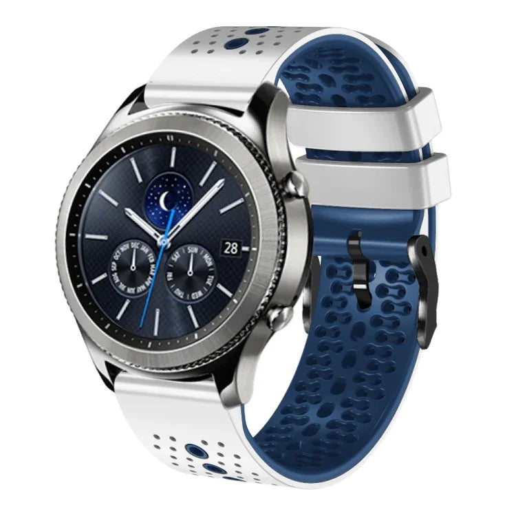 22mm Perforated Two-Color Silicone Watch Band, For Samsung Galaxy Watch3 45mm, For Samsung Galaxy Watch 46mm, For Samsung Gear S3 Classic, For Samsung Gear S3 Frontier