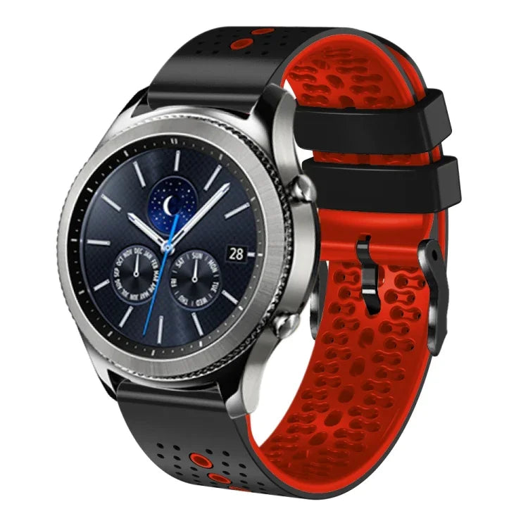 22mm Perforated Two-Color Silicone Watch Band, For Samsung Galaxy Watch3 45mm, For Samsung Galaxy Watch 46mm, For Samsung Gear S3 Classic, For Samsung Gear S3 Frontier