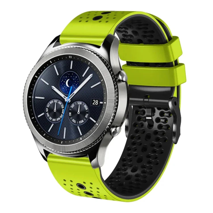 22mm Perforated Two-Color Silicone Watch Band, For Samsung Galaxy Watch3 45mm, For Samsung Galaxy Watch 46mm, For Samsung Gear S3 Classic, For Samsung Gear S3 Frontier