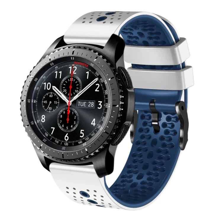 22mm Perforated Two-Color Silicone Watch Band, For Samsung Galaxy Watch3 45mm, For Samsung Galaxy Watch 46mm, For Samsung Gear S3 Classic, For Samsung Gear S3 Frontier