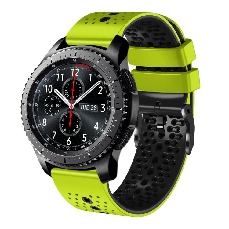 22mm Perforated Two-Color Silicone Watch Band, For Samsung Galaxy Watch3 45mm, For Samsung Galaxy Watch 46mm, For Samsung Gear S3 Classic, For Samsung Gear S3 Frontier