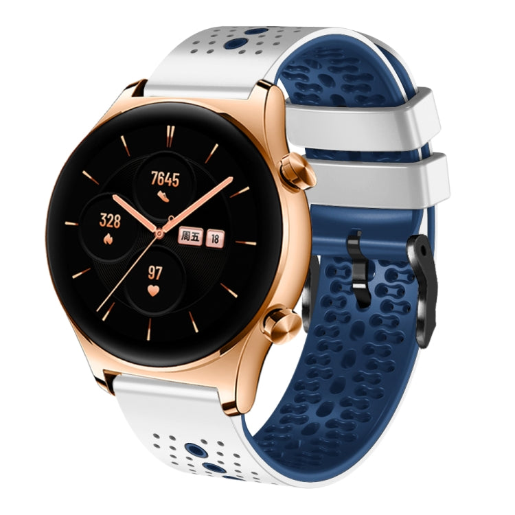 22mm Perforated Two-Color Silicone Watch Band, For Honor Watch GS 3, For Honor Watch GS Pro, For Honor Magic Watch 2 46mm, For Honor Watch Dream