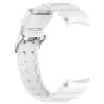 Silicone watch band for Samsung Galaxy Watch in white color, designed for comfort and style.