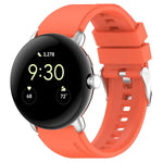 Metal Connector Solid Color Silicone Watch Band, For Google Pixel Watch 4 / 3 / 2 / 1 41mm