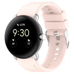 Metal Connector Solid Color Silicone Watch Band, For Google Pixel Watch 4 / 3 / 2 / 1 41mm