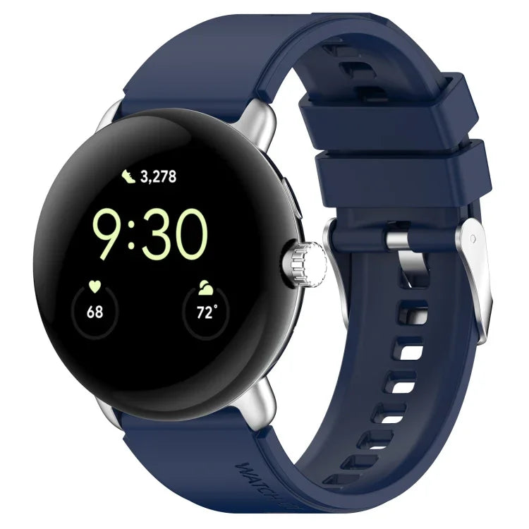 Metal Connector Solid Color Silicone Watch Band, For Google Pixel Watch 4 / 3 / 2 / 1 41mm