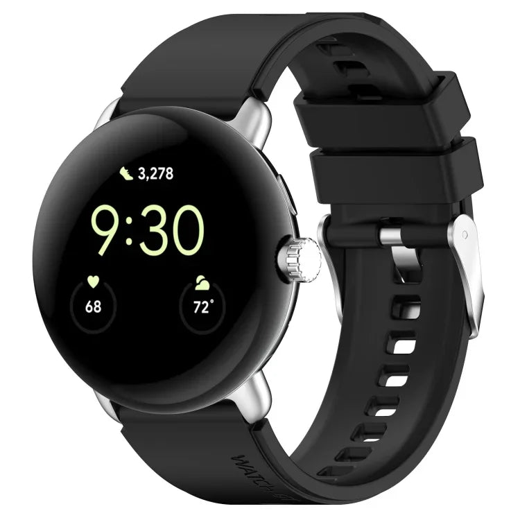 Metal Connector Solid Color Silicone Watch Band, For Google Pixel Watch 4 / 3 / 2 / 1 41mm