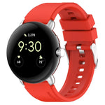 Metal Connector Solid Color Silicone Watch Band, For Google Pixel Watch 4 / 3 / 2 / 1 41mm