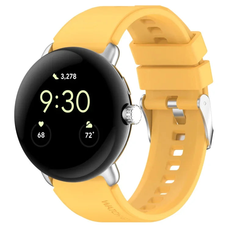 Metal Connector Solid Color Silicone Watch Band, For Google Pixel Watch 4 / 3 / 2 / 1 41mm