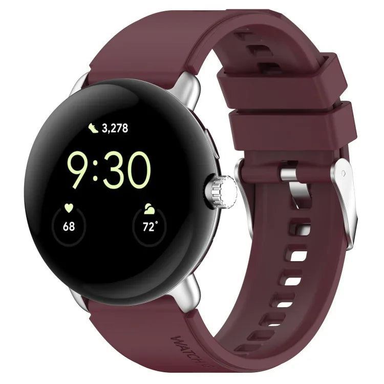 Metal Connector Solid Color Silicone Watch Band, For Google Pixel Watch 4 / 3 / 2 / 1 41mm