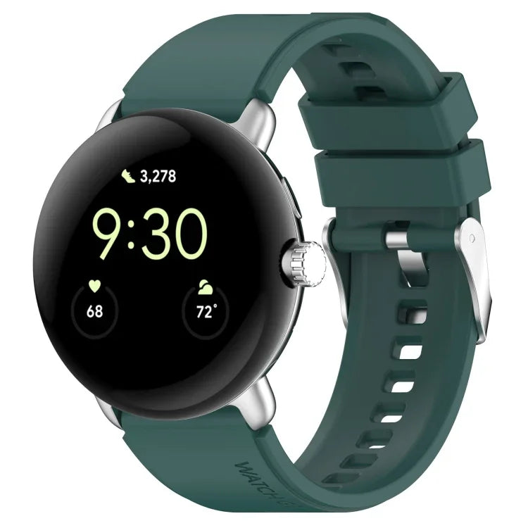 Metal Connector Solid Color Silicone Watch Band, For Google Pixel Watch 4 / 3 / 2 / 1 41mm