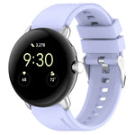 Metal Connector Solid Color Silicone Watch Band, For Google Pixel Watch 4 / 3 / 2 / 1 41mm