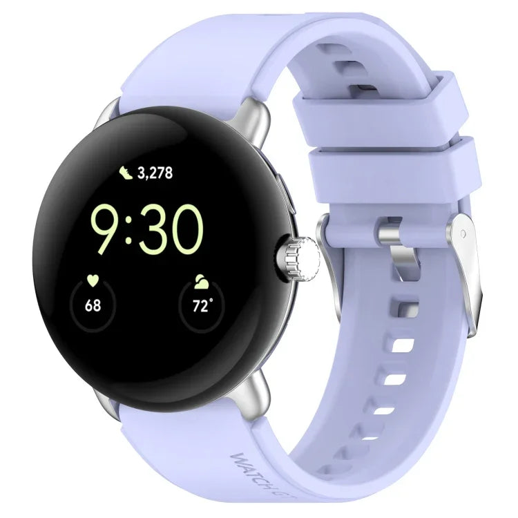 Metal Connector Solid Color Silicone Watch Band, For Google Pixel Watch 4 / 3 / 2 / 1 41mm