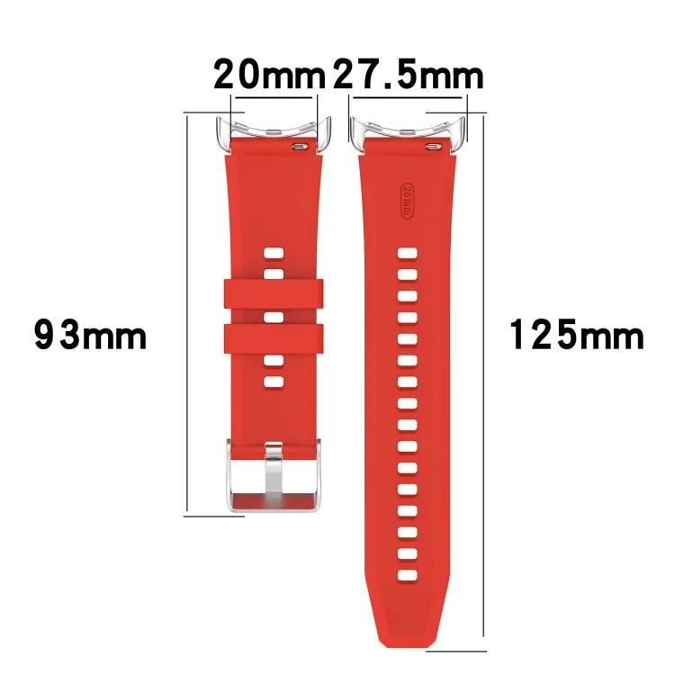 Metal Connector Solid Color Silicone Watch Band, For Google Pixel Watch 4 / 3 / 2 / 1 41mm